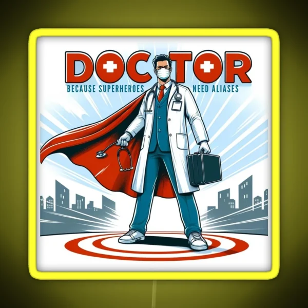 Medical Puns Superhero Doctor Saving Lives With Style RGB Neon Sign