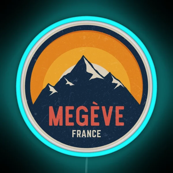 Megeve France Mountain Design RGB Neon Sign