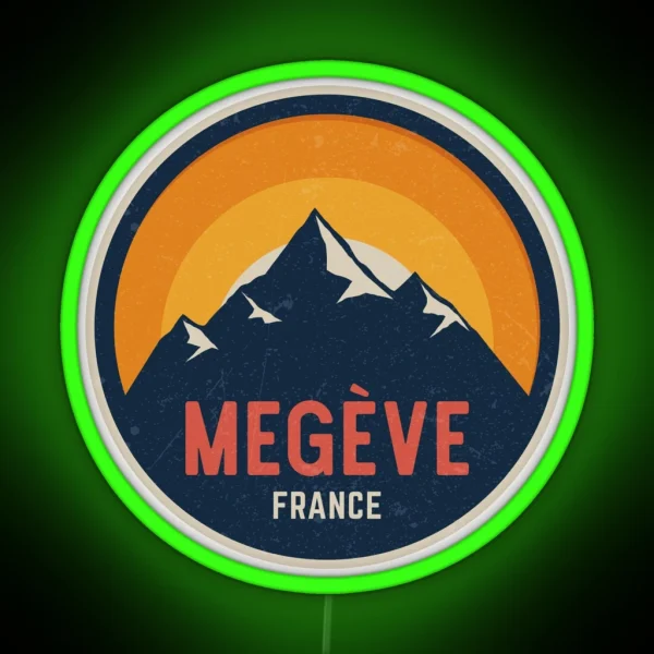 Megeve France Mountain Design RGB Neon Sign
