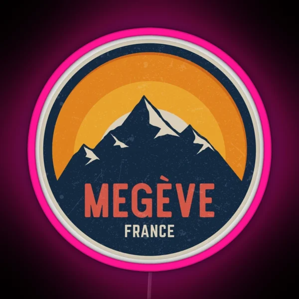Megeve France Mountain Design RGB Neon Sign