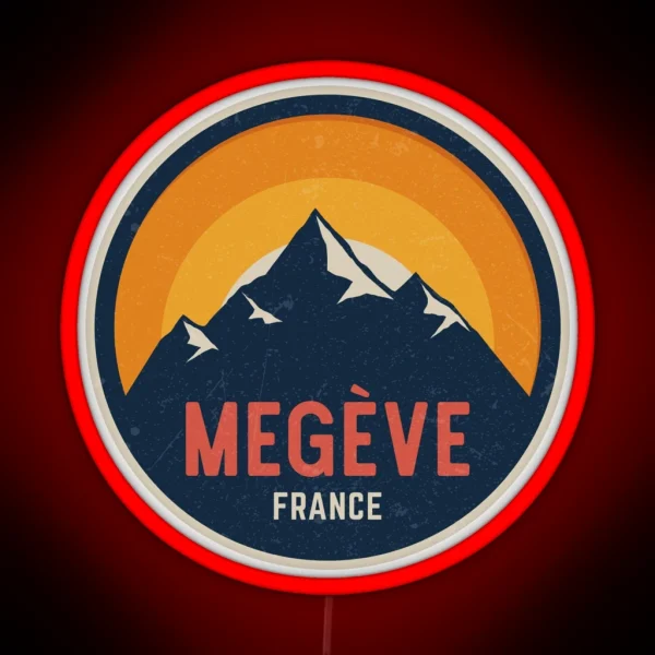 Megeve France Mountain Design RGB Neon Sign