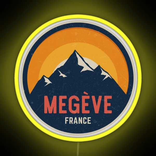 Megeve France Mountain Design RGB Neon Sign
