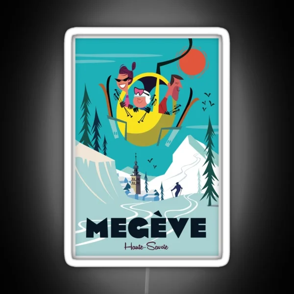 Megeve Ski Poster RGB Neon Sign