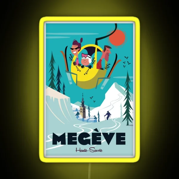 Megeve Ski Poster RGB Neon Sign
