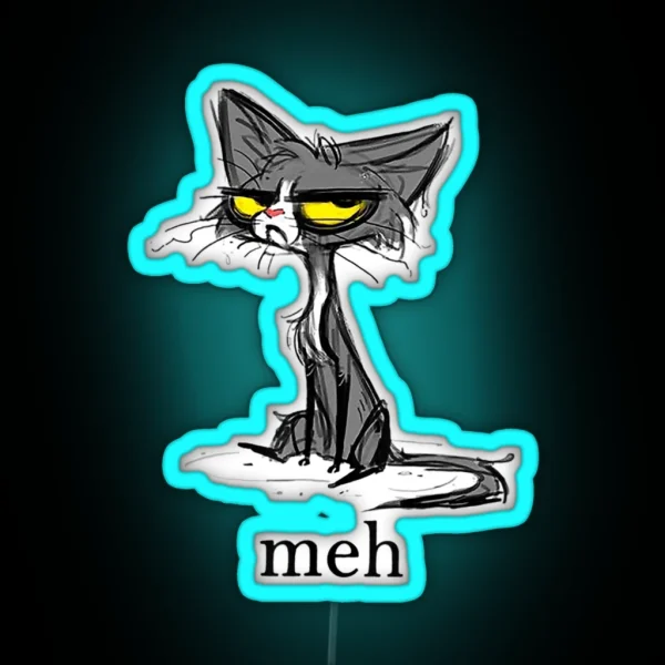 Meh Cat For Cat Lovers Cat Owners RGB Neon Sign
