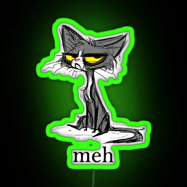 Meh Cat For Cat Lovers Cat Owners RGB Neon Sign