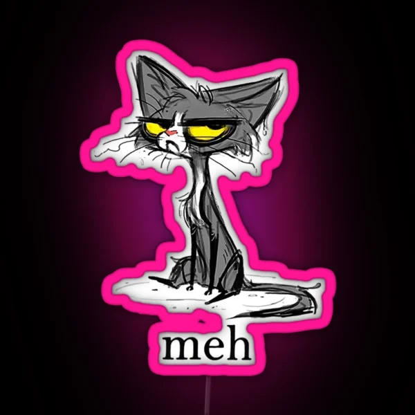 Meh Cat For Cat Lovers Cat Owners RGB Neon Sign