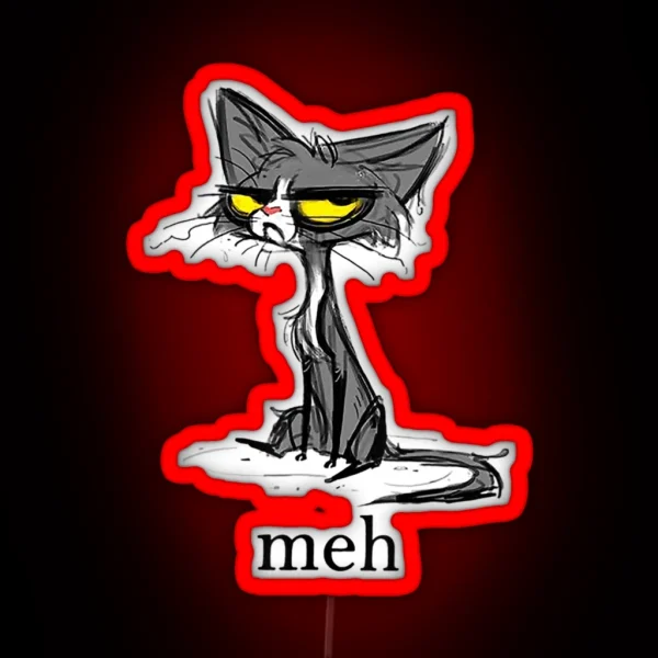Meh Cat For Cat Lovers Cat Owners RGB Neon Sign