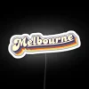Retro Melbourne VIC neon sign with rainbow RGB lighting - White