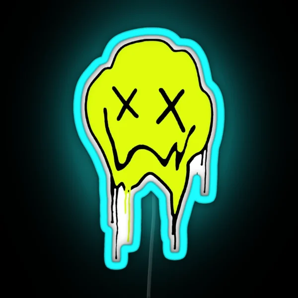 Melting Smiley Face RGB Neon Sign