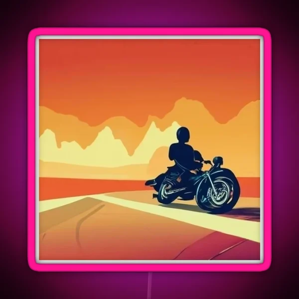 Memorable Motocycle Trip Around The World RGB Neon Sign