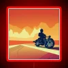 A vibrant RGB neon sign celebrating a memorable motorcycle trip around the world.