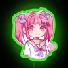 Neon sign of Menhera-chan in RGB colors with a green theme.