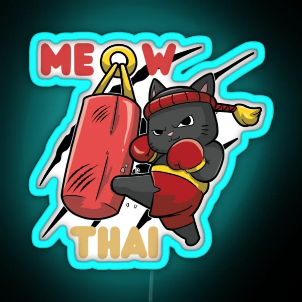 Meow Thai Meowtial Art Thai Boxing Training RGB Neon Sign