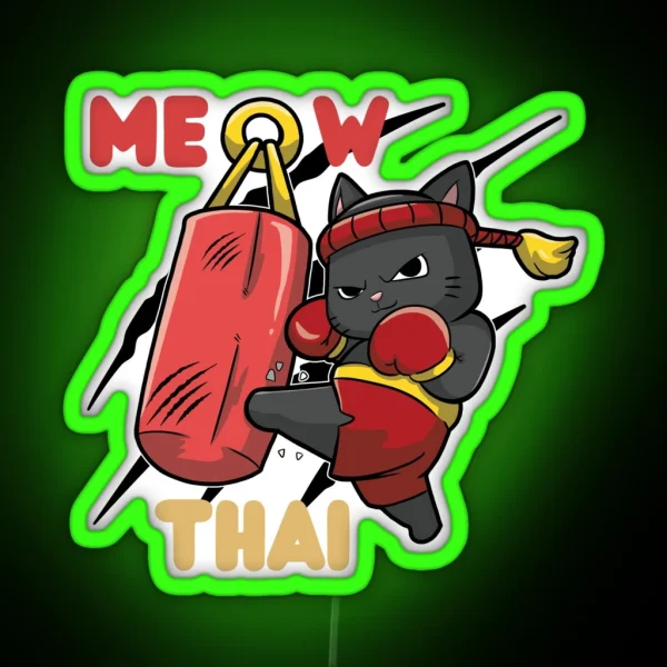 Meow Thai Meowtial Art Thai Boxing Training RGB Neon Sign