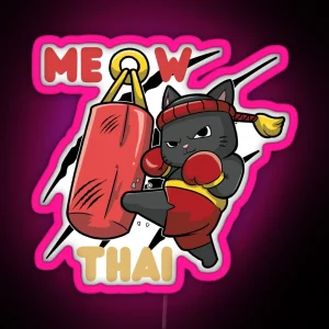 Meow Thai Meowtial Art Thai Boxing Training RGB Neon Sign