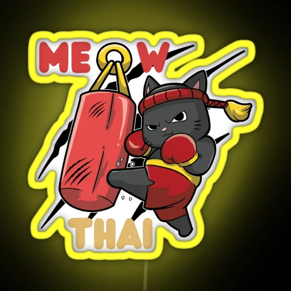 Meow Thai Meowtial Art Thai Boxing Training RGB Neon Sign