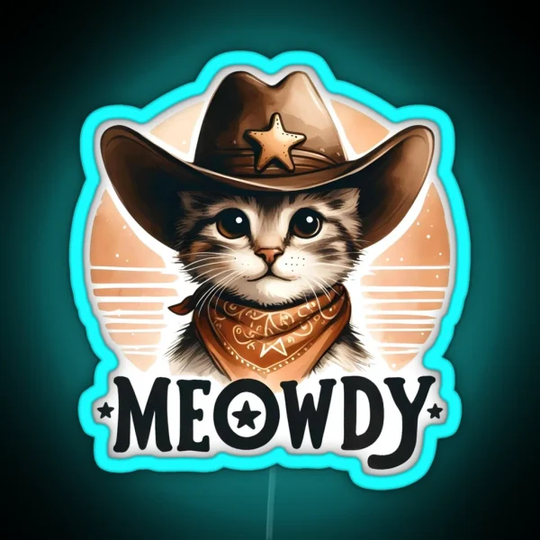 Meowdy Cowboy Cat RGB Neon Sign