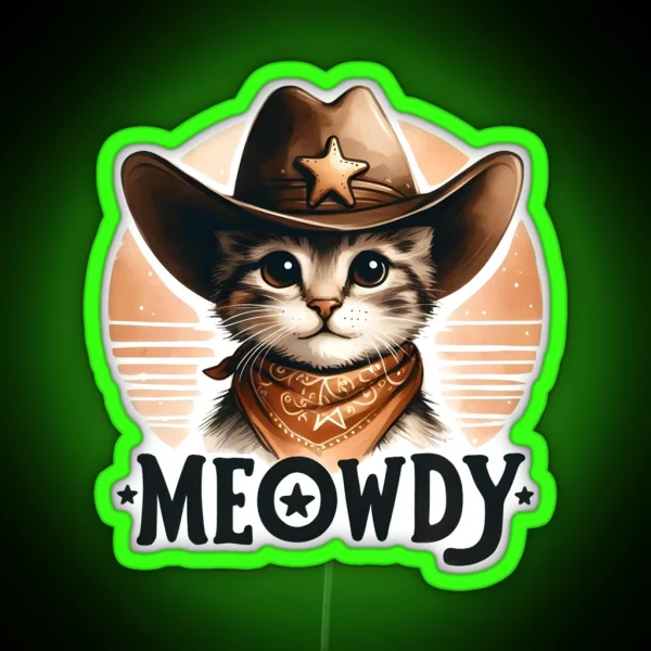 Meowdy Cowboy Cat RGB Neon Sign