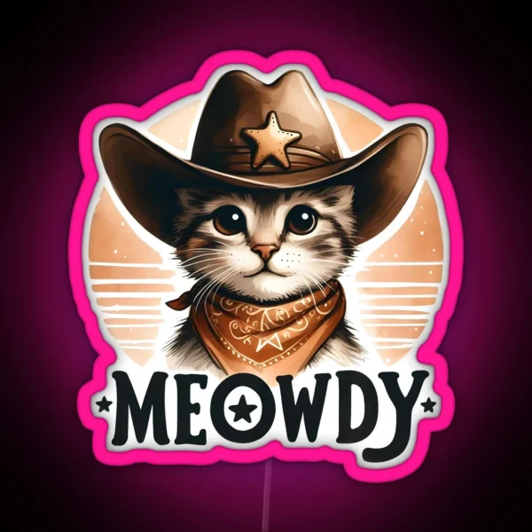 Meowdy Cowboy Cat RGB Neon Sign