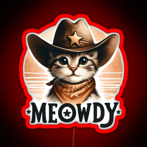 Meowdy Cowboy Cat RGB Neon Sign