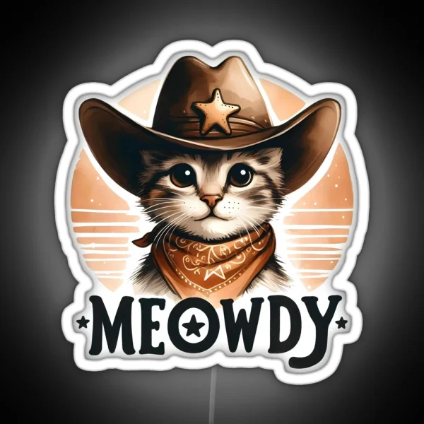 Meowdy Cowboy Cat RGB Neon Sign