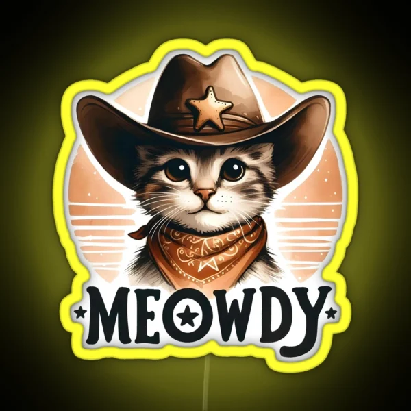 Meowdy Cowboy Cat RGB Neon Sign
