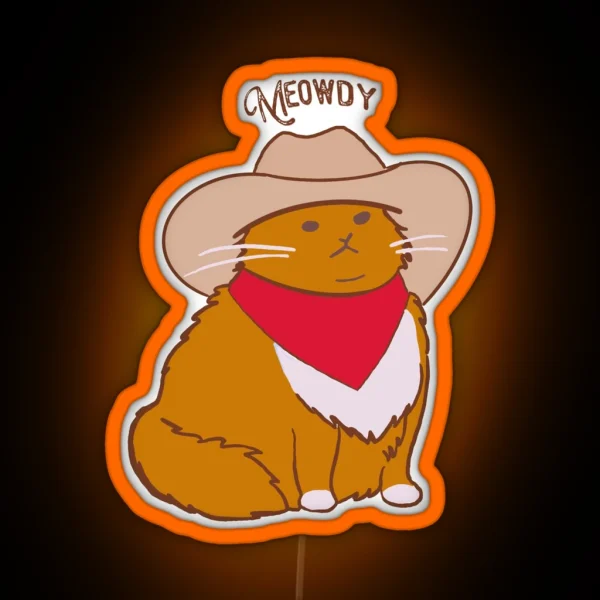 Meowdy Cowboy Cat RGB Neon Sign
