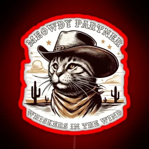 Meowdy Partner Whiskers In The Wind Vintage RGB Neon Sign