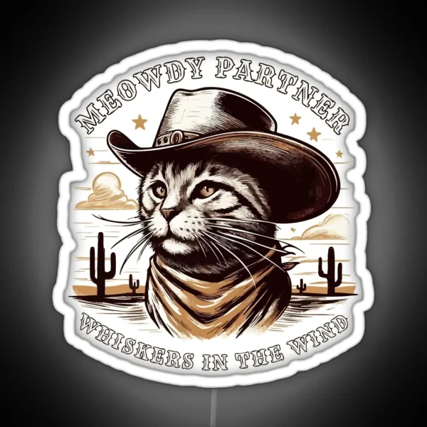 Meowdy Partner Whiskers In The Wind Vintage RGB Neon Sign