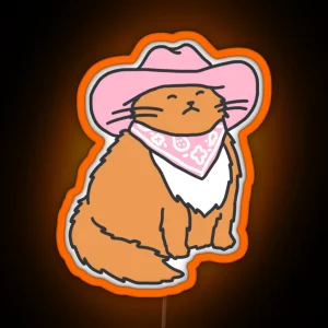 Meowdy Pawtner Cowboy Cat RGB Neon Sign