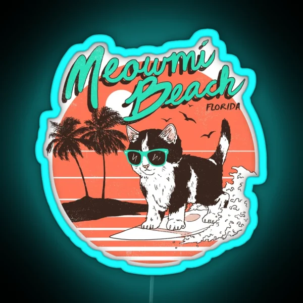 Meowmi Beach RGB Neon Sign