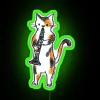 RGB Neon Sign displaying 'Meowtet Clar' in Green Light