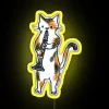 alt text: "neon sign displaying Meowtet in RGB colors with a yellow glow