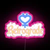 Mercury retrograde neon sign with vibrant RGB colors.