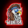 american flag patriotic 4th of july bald eagle neon rgb sign red