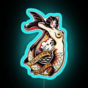 Mermaid Sailor Tattoos RGB Neon Sign