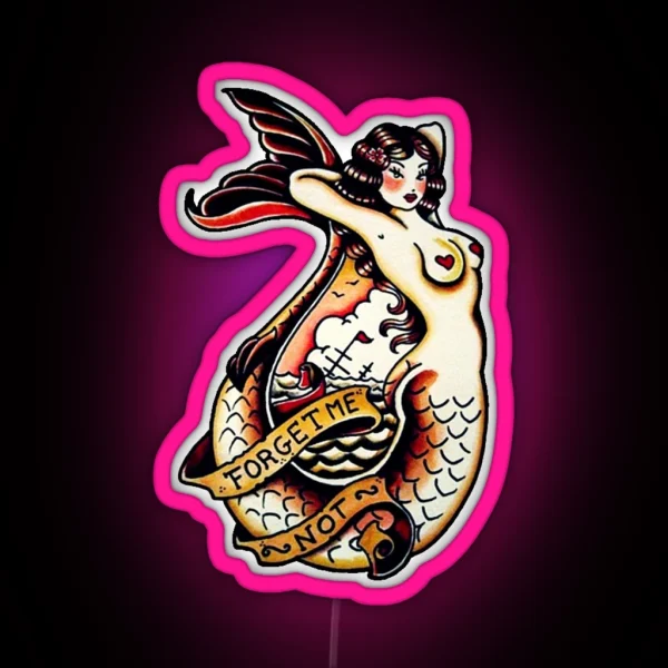 Mermaid Sailor Tattoos RGB Neon Sign