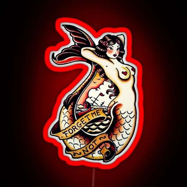 Mermaid Sailor Tattoos RGB Neon Sign