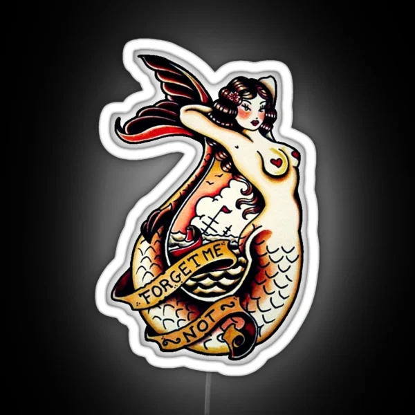 Mermaid Sailor Tattoos RGB Neon Sign