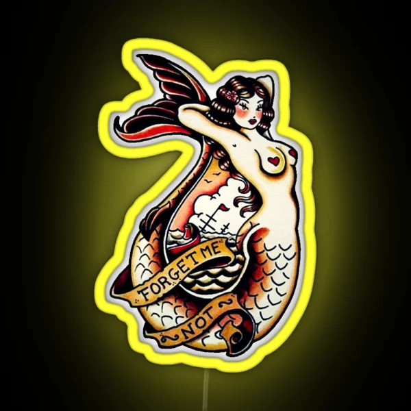Mermaid Sailor Tattoos RGB Neon Sign