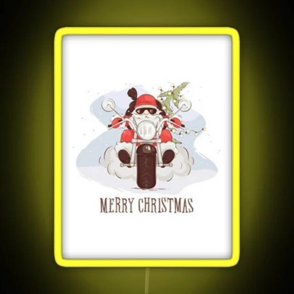 Merry Christmas Biker Santa RGB Neon Sign