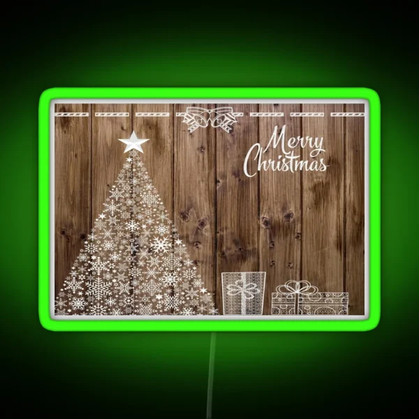 Merry Christmas Snowflake Rustic Xmas RGB Neon Sign