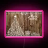 Merry Christmas Snowflake Rustic Xmas RGB Neon Sign Pink Colored Design