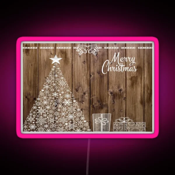Merry Christmas Snowflake Rustic Xmas RGB Neon Sign