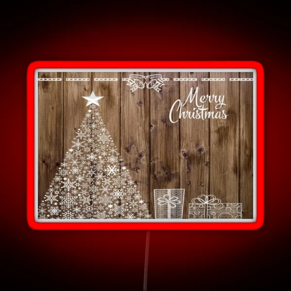 Merry Christmas Snowflake Rustic Xmas RGB Neon Sign