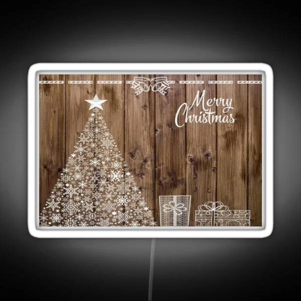 Merry Christmas Snowflake Rustic Xmas RGB Neon Sign