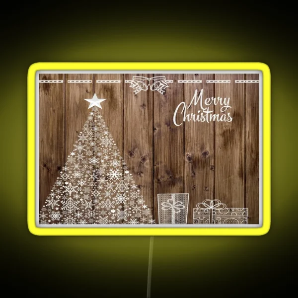 Merry Christmas Snowflake Rustic Xmas RGB Neon Sign