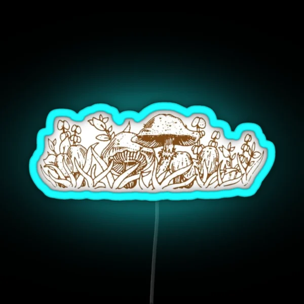 Merry Mushrooms Vintage Design RGB Neon Sign