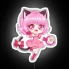 Mewtwo and Ichigo neon sign with vibrant RGB colors - anime character design.